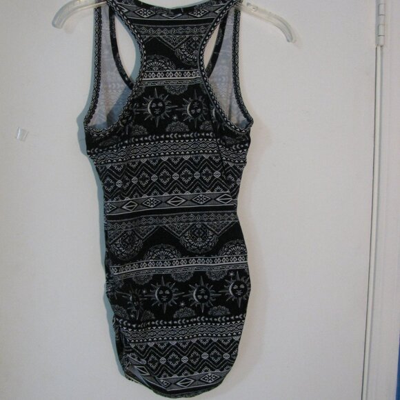 ** 3/$15 Derek Heart Tank Juniors Medium Black White Rouching Racerback Top - Picture 5 of 5
